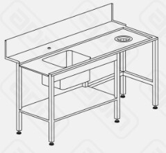 СТОЛ ДГРЯЗПОСУДЫ DIHR T90 R 2 РАКОВИНЫ