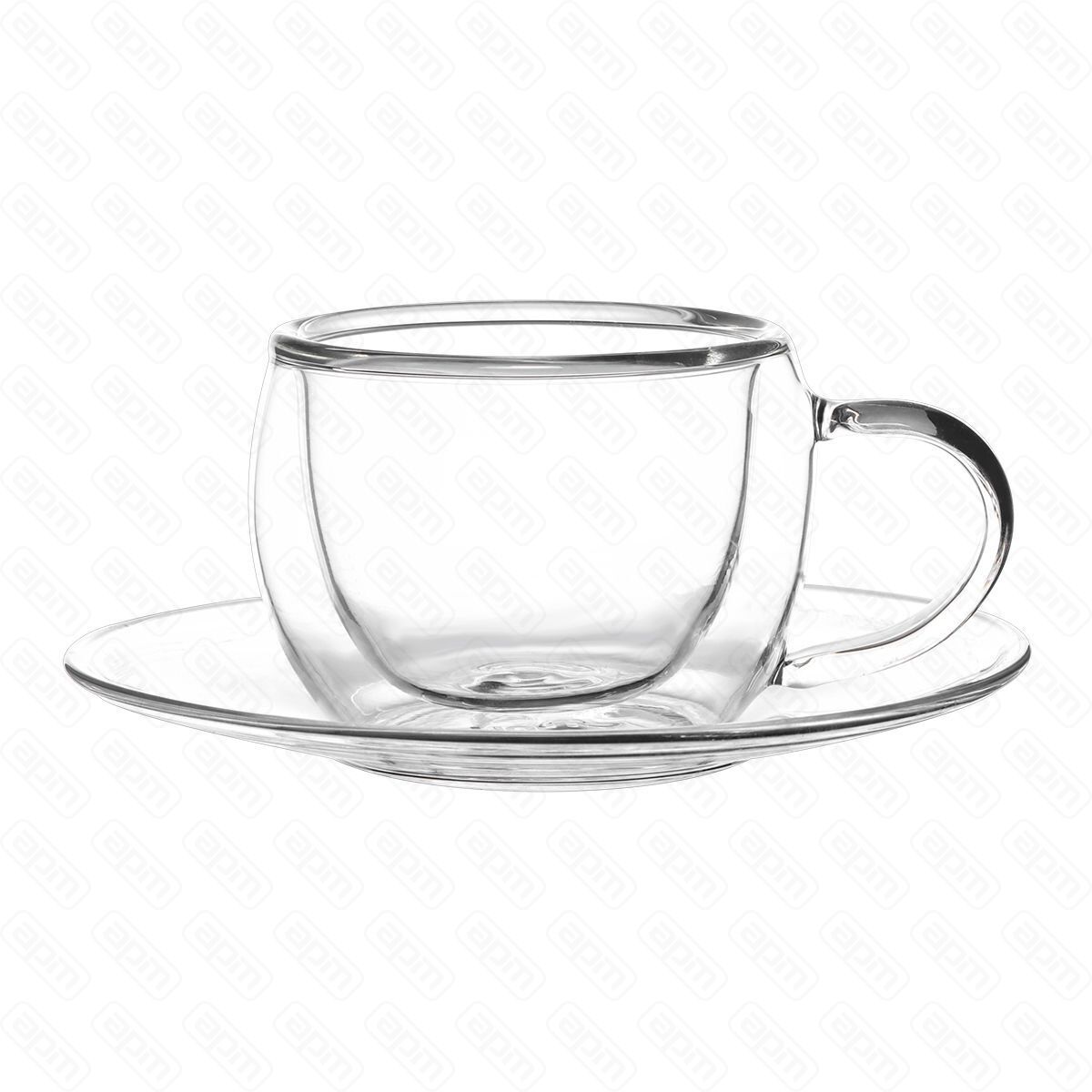 Набор чашка с блюдцем 2шт80 мл термостойкое стекло двойные стенки PL