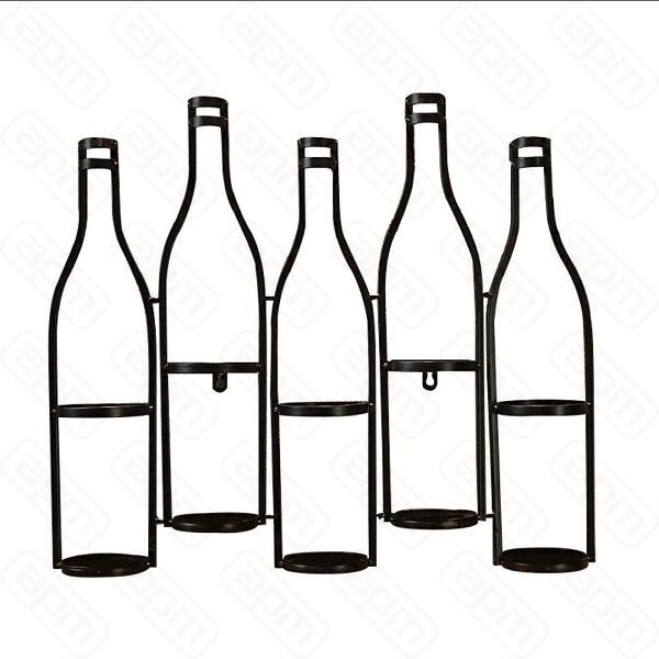 Держатель для винных бутылокнастенныйметаллический на 5 бутылокPL-Barbossa
