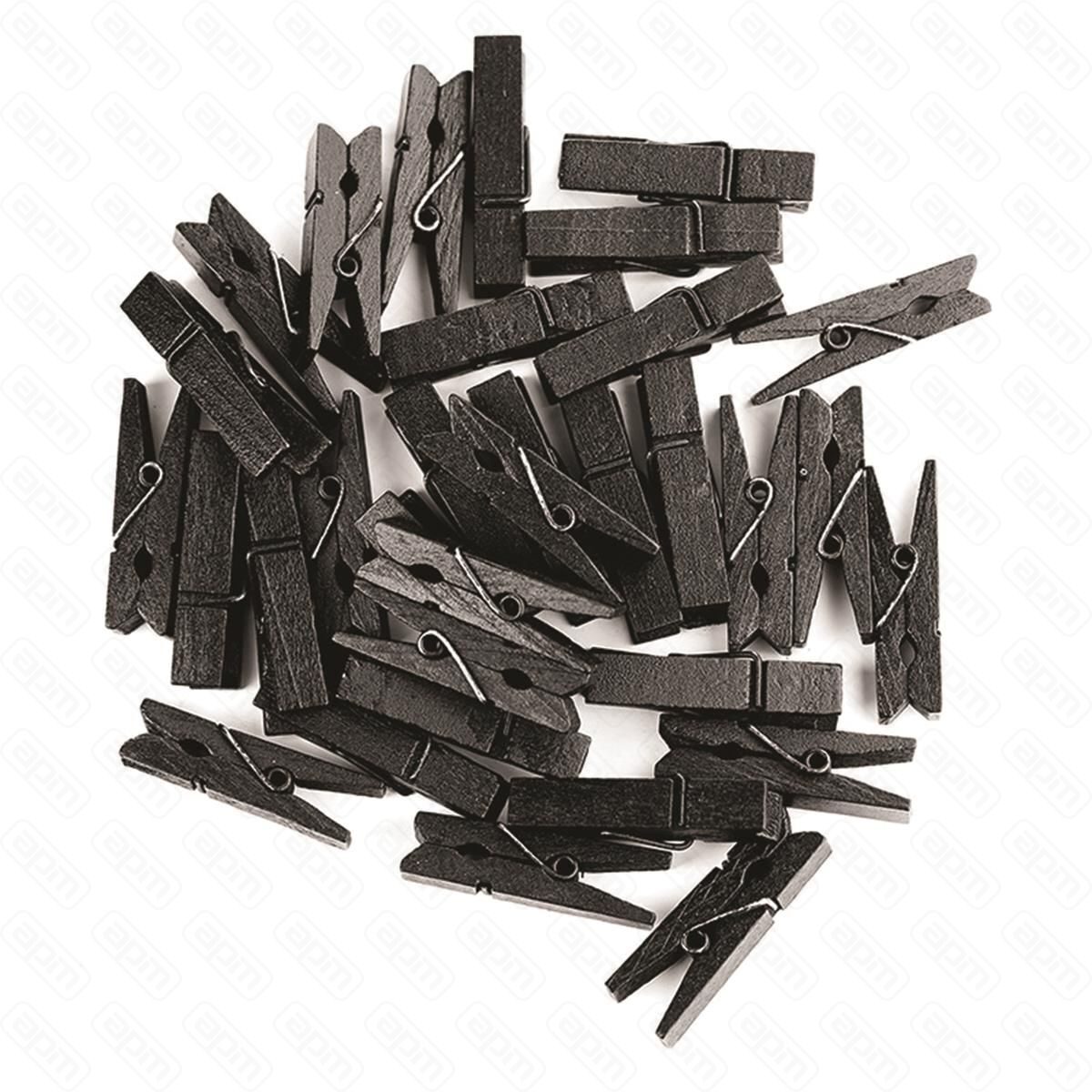 Прищепки-мини деревянные 25 см черные  50 штуп