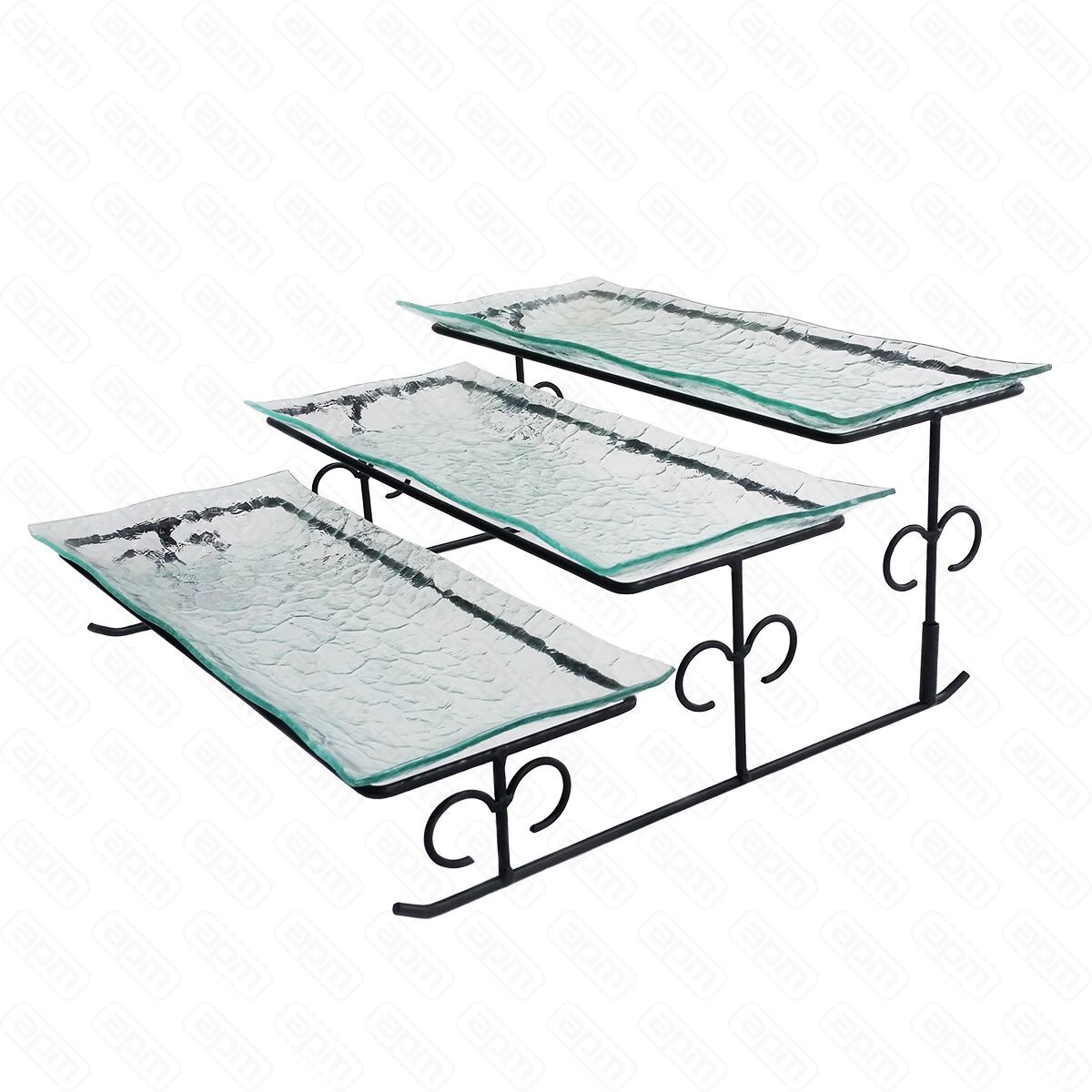 Сет из трех стеклянных блюд для выкладки на металлическом основании 353416 см  PL