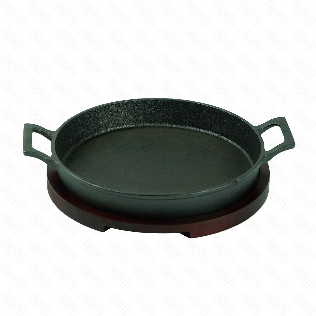 Сковородка чугунная круглая на деревянной подставкедля подачи d20 cм PL-ProffCuisine