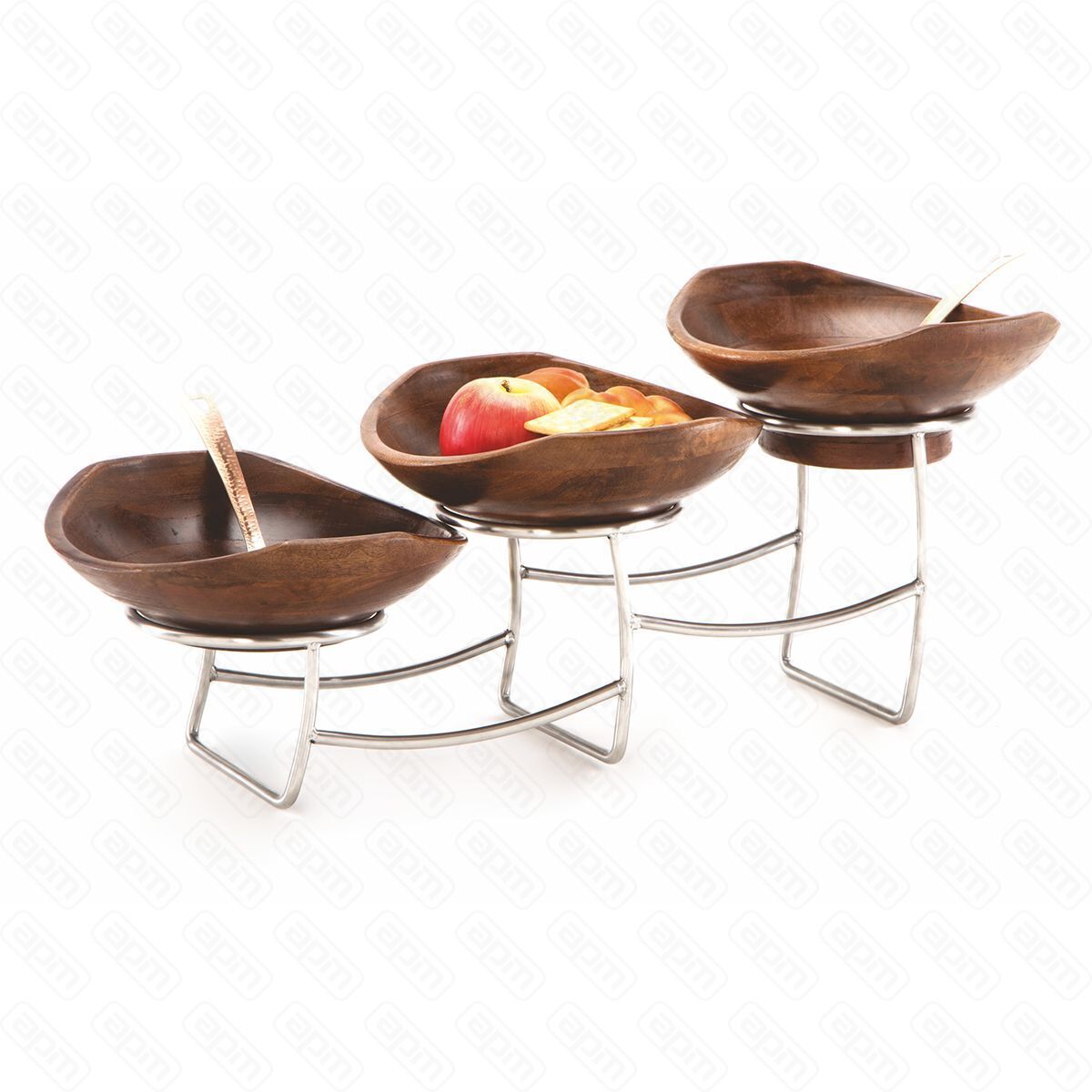 Стойка металлическая для выкладки  три салатника из бука541822 см  PL--Hotelware