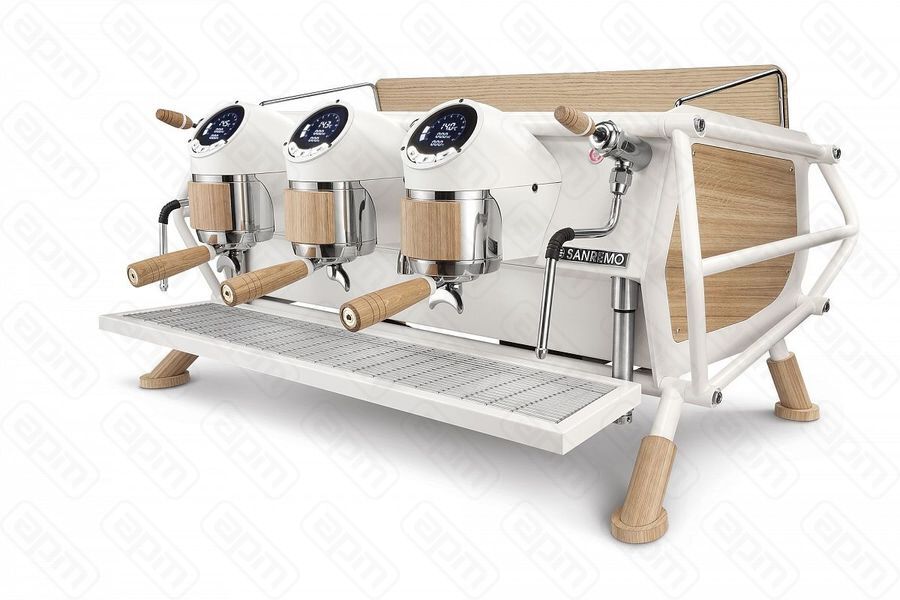 Кофемашина Sanremo Caf Racer 3 гр белая-дерево