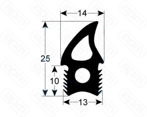 Уплотнитель высок  резиновый для дверей UNOX ЧБ цена за 1м