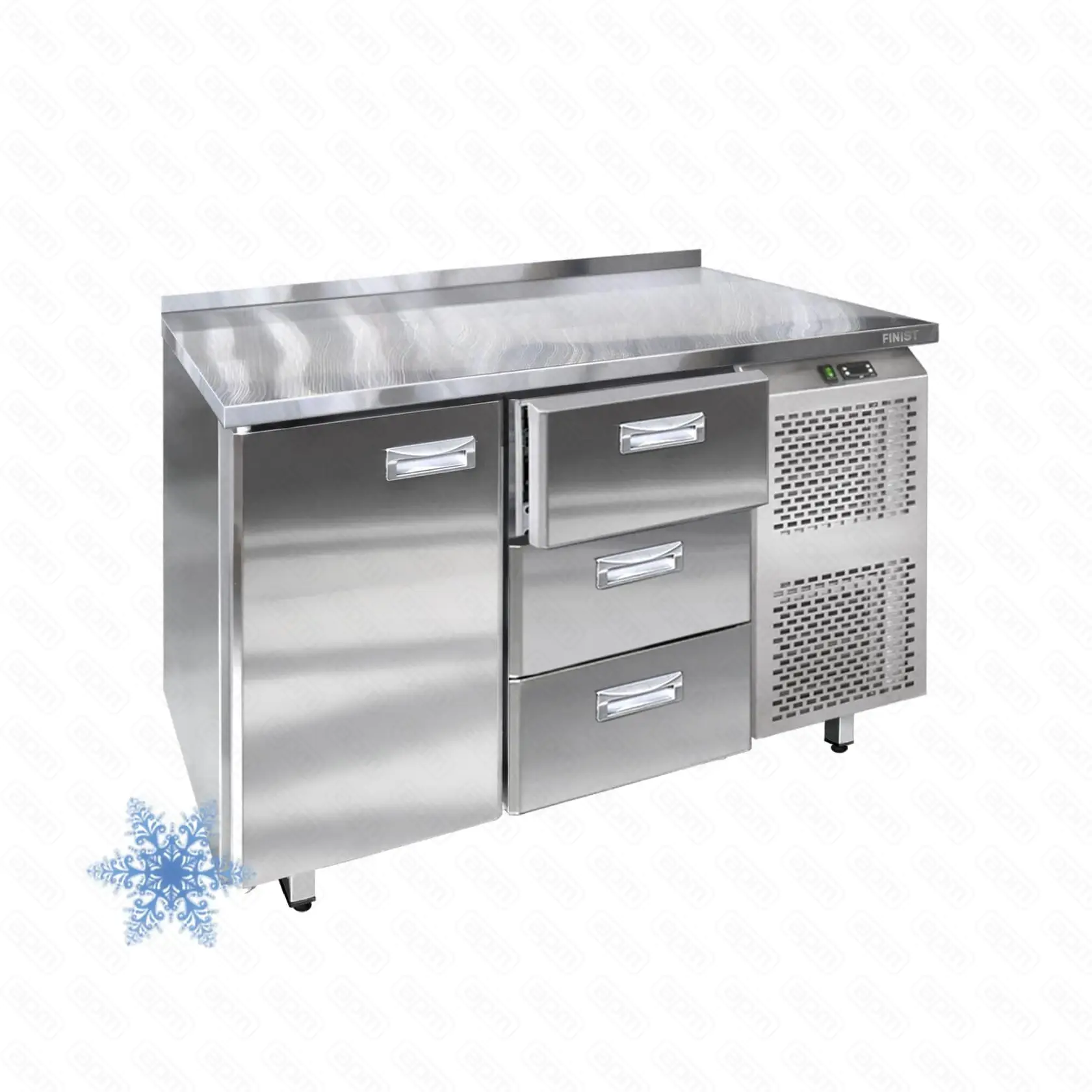 Низкотемпературный холодильный стол НХС-600-13 1 дверь 3 ящика борт 1400х600х850