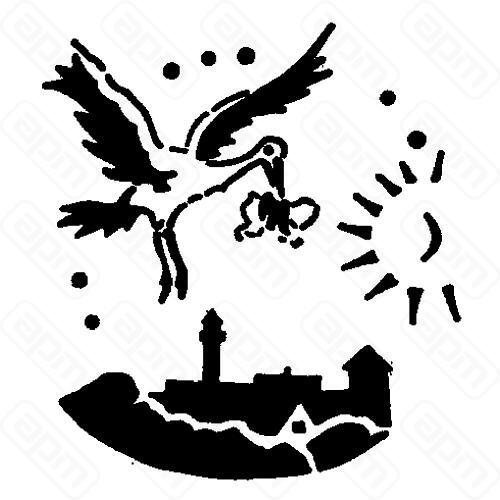 Трафарет для декора d26см Аист над городом пластик MASK 138